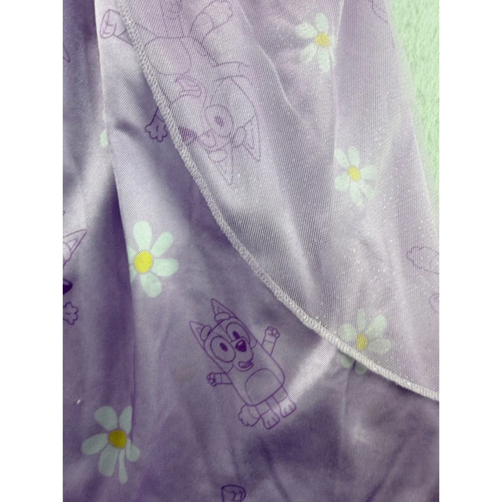 Bluey Bingo Girls Purple Nightgown Dress Mesh Overlay Daisy Floral Size 4T